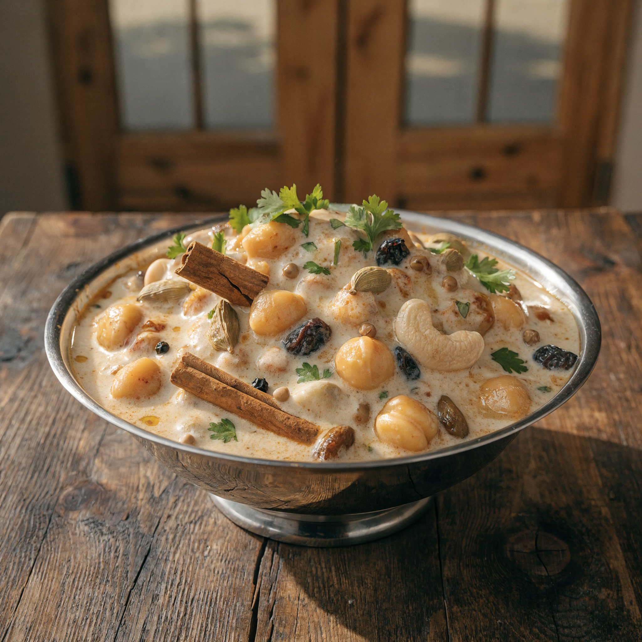 Chana Madra in a steel bowl